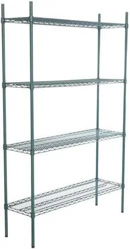 Vista 79 de Kit de 4 estantes de epoxi verde NSF de 21 x 72 pulgadas con postes de 86 pulgadas, estantería de almacenamiento resistente, kit de estantería
