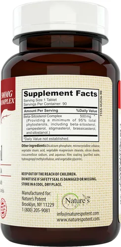 Vista 2 de Nature's Potent Suplemento de próstata beta sitosterol (500 mg) para hombres - Apoya la micción frecuente, la salud de la próstata y los niveles