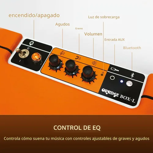 Vista 4 de Orange Box L - Altavoz Bluetooth portátil que ofrece sonido de audio de estudio, rango de 15M, potencia RMS de 50 W, batería de larga duración