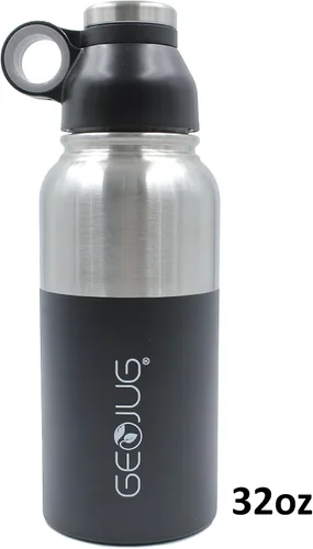 Vista 9 de Brentwood GeoJug - Botella de agua de acero inoxidable aislada al vacío, boca ancha con tapa sin BPA
