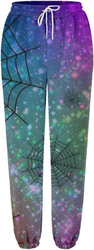 Vista 4 de FABFEGU Pantalones de chándal para mujer, con bloques de color, trabajo, negocios, casual, cintura alta, pantalones de vestir, pantalones fluidos