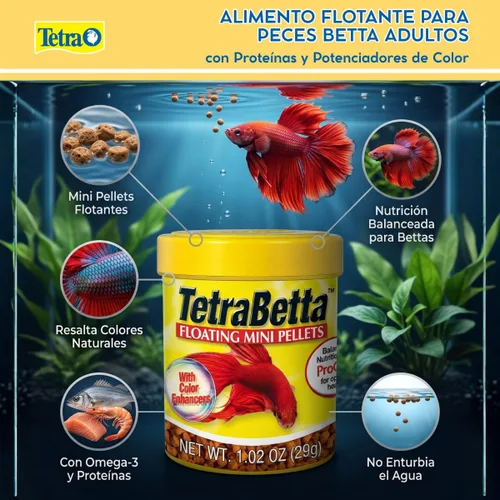 Vista 3 de Tetra Betta, gránulos pequeños 1.02 onzas, nutrición completa con refuerzo
