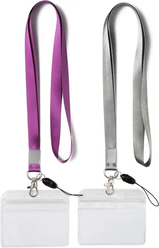 Vista 11 de YOUOWO Cordón con soporte para tarjeta de identificación, correa negra para el cuello con hebilla desmontable, cordón con porta tarjetas 1 cordón