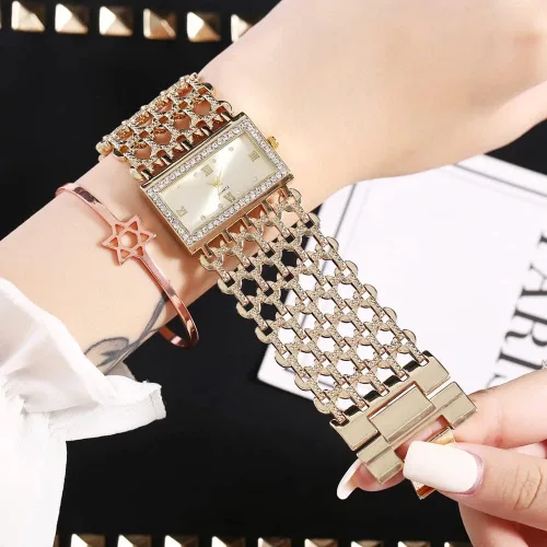 Vista 4 de Weicam Reloj de pulsera de cuarzo analógico con esfera cuadrada de cristal de lujo para mujeres y niñas