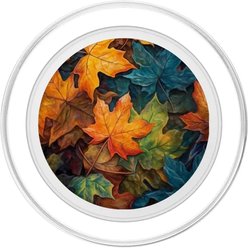 Vista 2 de Orange Autumn Fallen Maple Leaves Halloween PopSockets MagSafe PopGrip de Acción de Gracias para iPhone