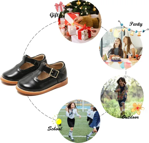 Vista 5 de Felix & Flora - Zapatos de vestir para niña pequeña, tipo Mary Jane, zapatos planos tipo ballet, para una Pascua florida, para fiesta, para niñas