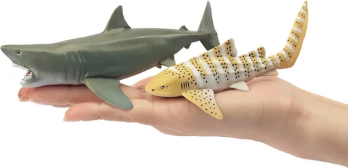 Vista 4 de Toymany 6 figuras realistas de juguete de baño de tiburón de 5 a 6 pulgadas de largo, juego de figuras de plástico de animales marinos del océano