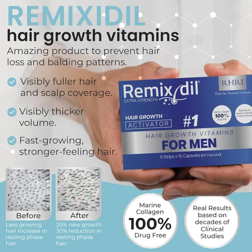 Vista 5 de Vitaminas para el crecimiento del cabello para hombres Apoya la fuerza de la barba y el cuero cabelludo Ayuda a reducir el adelgazamiento