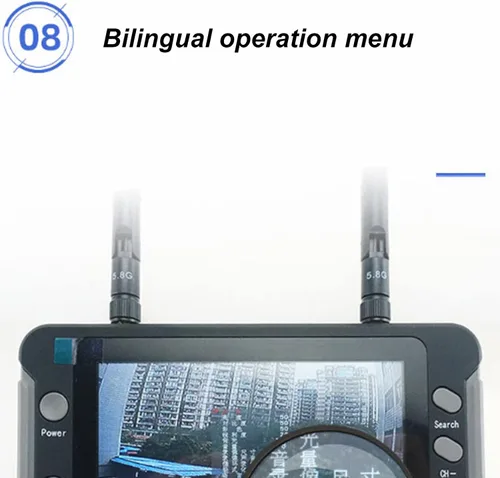 Vista 6 de Monitor FPV, resolución IPS de 4.3 pulgadas 800 x 480, función DVR de 5.8 GHz 40 canales, pantalla de visualización RC Drone con búsqueda