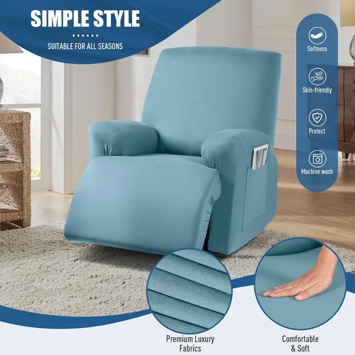 Vista 3 de TAOCOCO Fundas Elásticas para Sillones Reclinables de 3 Piezas Fundas Sólidas para Muebles Funda para Sillón Reclinable Fundas Deslizables