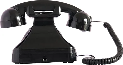 Vista 6 de Teléfono de casa retro de línea fija, teléfono de escritorio antiguo con cable TelPal con cable, juego de teléfono analógico decorativo negro
