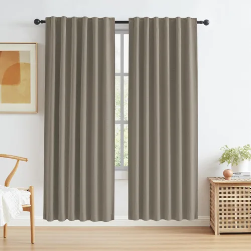 Vista 43 de KEQIAOSUOCAI - Cortinas opacas naturales de 108 pulgadas de largo, cortinas modernas con pestaña trasera, paneles plisados para sistema de cortina