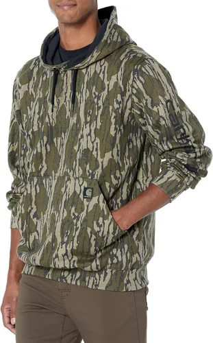 Vista 2 de Carhartt - Sudadera holgada para hombre, de peso medio, con gráfico de camuflaje 105484 Mossy Oak Bottomland Camo