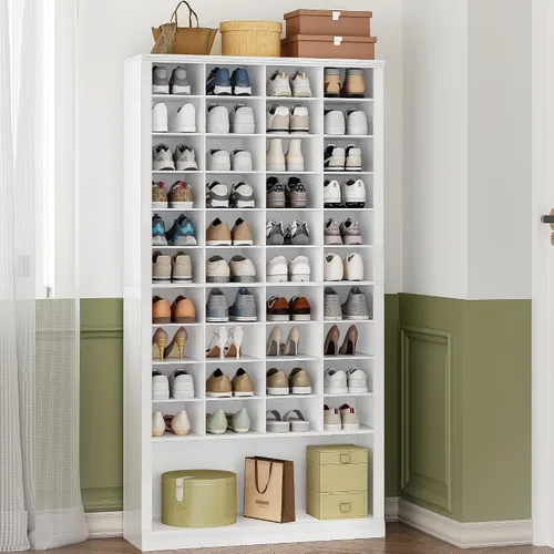 Vista 12 de Hzuaneri Armario de Almacenamiento de Zapatos de 11 Niveles, Armario Alto de Zapatos con Cubículo, Organizador de Zapatos de Madera Independiente