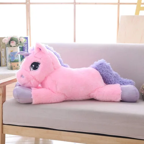 Vista 3 de Juguetes de peluche de unicornio gigante, almohada de felpa suave de unicornios grandes para dormitorio, San Valentín, rosa, 39.4 pulgadas