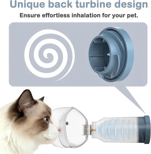 Vista 6 de Espaciador inhalador para gatos, para gatos y perros pequeños, cámara de aerosol para mascotas con máscara de silicona, para primeros auxilios