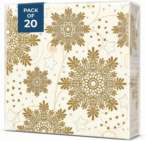 Vista 13 de AM Decor - 20 servilletas de papel de 3 capas de 3 capas para cenas de vacaciones, decoración Decoupage – 13 x 13 pulgadas (desplegada) luz de Luz