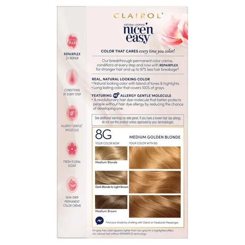 Vista 5 de Clairol Nice'n Easy - Tinte permanente para el cabello, color rubio dorado medio 8G, 3