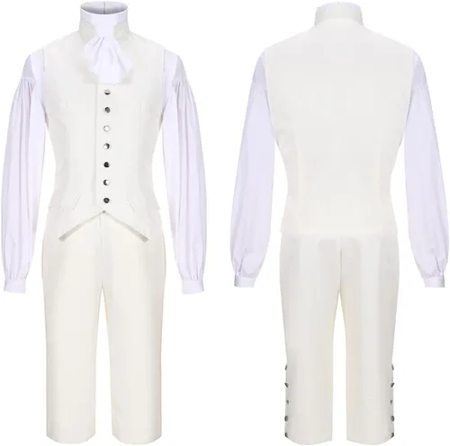 Vista 4 de Weixu Uniforme militar colonial, disfraz de cosplay para hombre, traje de abrigo para fiesta de Halloween