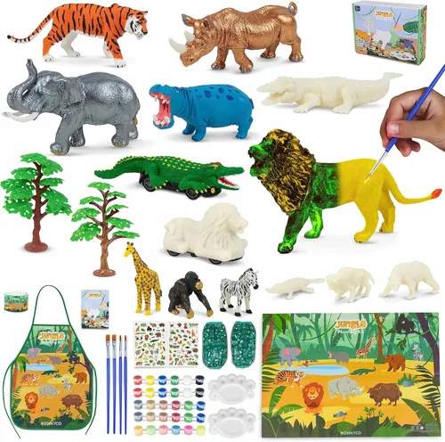 Vista 10 de BONNYCO Juguetes de dinosaurio para niños, kit de pintura de 16 figuras. Kits de manualidades para niños con juguetes que brillan en la oscuridad