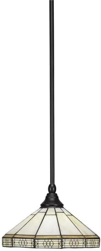 Vista 204 de Toltec Lighting Tallo Colgado Mini colgante, acabado de cobre negro, 3.5" cuadrado humo burbuja vidrio