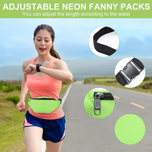 Vista 4 de FRIUSATE Riñonera de neón de los años 80 y 90, bolsa de cintura ligera ajustable para viajes, correr, ciclismo, entrenamiento, fiesta rave