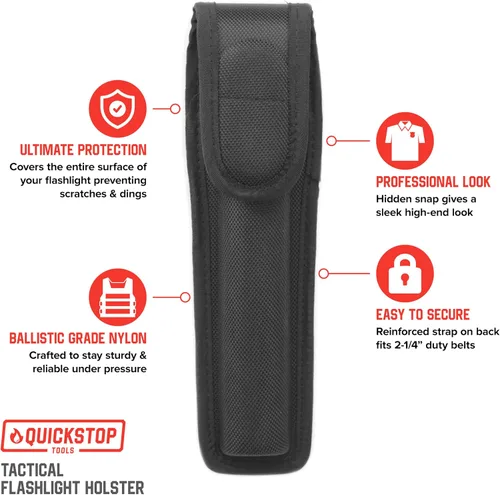 Vista 3 de Funda táctica para linternas Streamlight Stinger y similares, soporte de nailon resistente para linterna compatible con cinturón de servicio