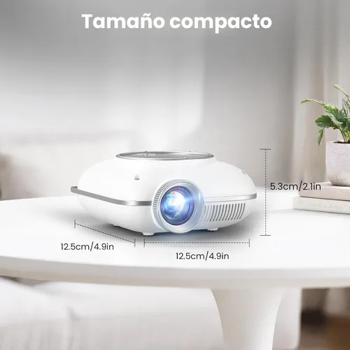 Vista 8 de HOMPOW Mini proyector con Bluetooth bidireccional, proyector portátil para uso de cine en casa, compatible con 1080P para proyector al aire Blanco