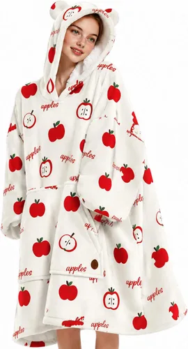 Vista 24 de THREE POODLE - Manta con capucha portátil para mujeres, sudadera con capucha de sherpa de gran tamaño para adultos hombres, mantas con capucha