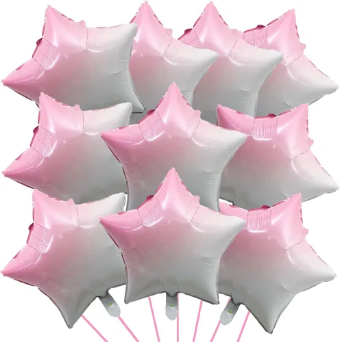Vista 30 de Globos de papel de aluminio con forma de estrella de arena beige, marrón y blanco, 10 globos de Mylar en forma de estrellas de 18 pulgadas