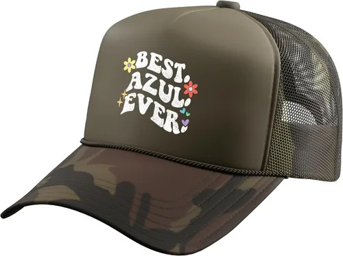 Vista 6 de Retro Groovy Best Azul Ever First Name Mother's Day Girl Trucker Hat with Adjustable Mesh Back