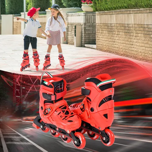 Vista 6 de Patines en línea ajustables para niñas y niños con 8 ruedas, patines en línea para niños, jóvenes, principiantes, niños grandes para jugar