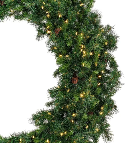 Vista 3 de Corona de pino Cheyenne de 24" Vickerman con 50 luces LED color blanco cálido