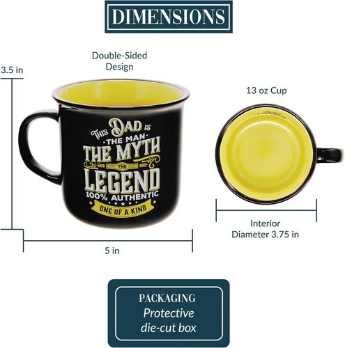 Vista 2 de Pavilion Gift Company - Dad The Legend - Taza de cerámica de 13 onzas, taza de café de doble cara, regalo del día del padre, 1 unidad, paquete de 1