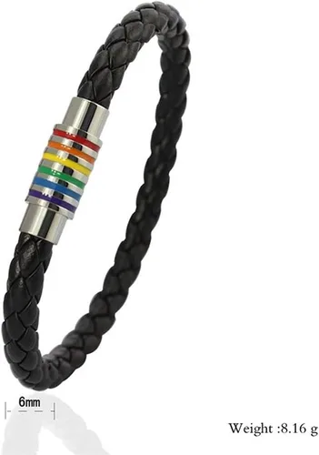 Vista 3 de Brazalete Oakky de piel trenzada, magnética, arcoíris LGBT, orgullo gay y lésbico