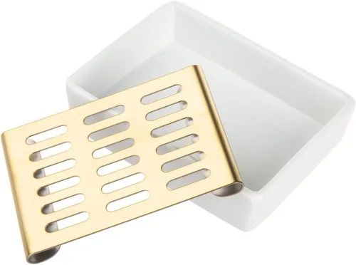 Vista 3 de IMEEA Jabonera dorada SUS304 de acero inoxidable dorado jabonera para baño ducha
