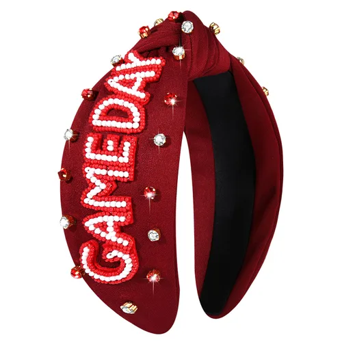 Vista 14 de YAHPERN Diadema anudada de perlas de cristal, diadema ancha con nudo superior para mujer, accesorios para el cabello deportivos, béisbol, fútbol