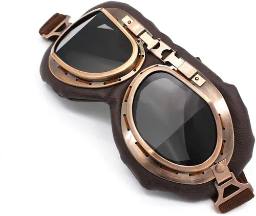 Vista 3 de Gafas de motocicleta estilo vintage de piloto aviador para motocross, cruiser, scooter, anti UV, antiarañazos, a prueba de polvo para ciclismo