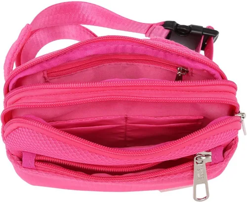 Vista 7 de Riñonera para mujeres y hombres, para correr, viajar, senderismo, casual, a la moda, deportiva, transpirable, ligera, Rosa Rojo, Riñonera para todos