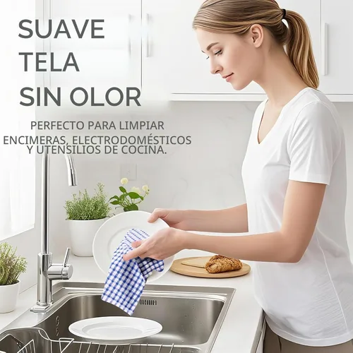Vista 7 de Oeleky Toallas de cocina de algodón, 15 x 26 pulgadas, a cuadros, paquete Multicolor