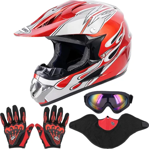Vista 8 de OUMURS Casco de motocross para adultos con gafas, guantes y máscara, casco de motocross ATV unisex para adultos, hombres y mujeres, visera solar