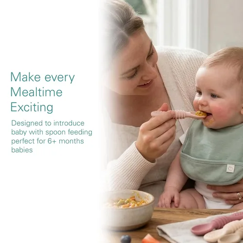 Vista 6 de Sperric Cucharas para bebés de más de 6 meses, autoalimentación, cucharas de dentición sin BPA, color rosa