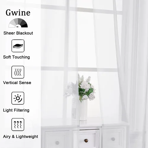 Vista 106 de Gwine Cortinas traslúcidas doradas de 96 pulgadas de largo, 2 paneles para Dorado