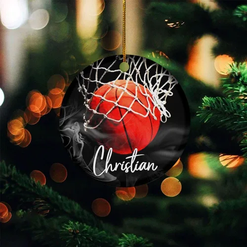 Vista 4 de Adornos de baloncesto personalizados, adorno de Navidad de baloncesto, adorno de automóvil, adorno de jugador de baloncesto personalizado, adornos