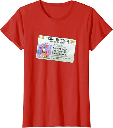 Vista 72 de SpongeBob SquarePants Camiseta con logotipo de Patrick Star Driver License King, Negro