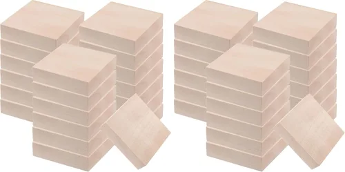 Vista 8 de 20 bloques de madera de tilo de 4 x 4 x 1 pulgadas, bloques de madera sin terminar, bloques cuadrados de tallado de madera para manualidades