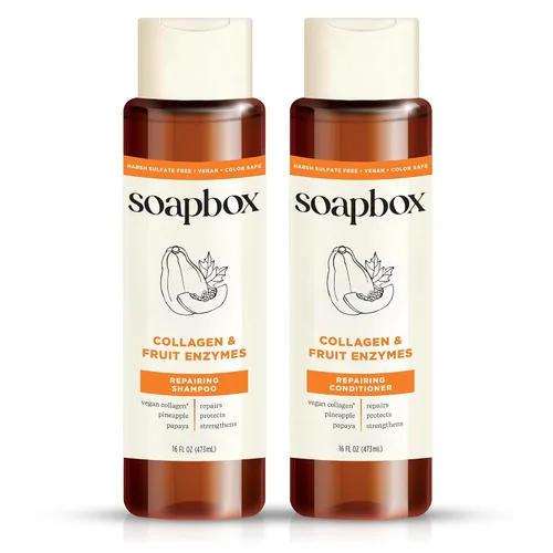 Vista 10 de Juego de Champú y Acondicionador de Argán Soapbox, Voluminizador, Vegano, Seguro para el Color, Libre de Sulfatos Agresivos y Siliconas, 16 oz cada