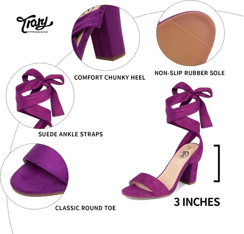 Vista 3 de Trary - Sandalias de tacón grueso con cordones para mujer