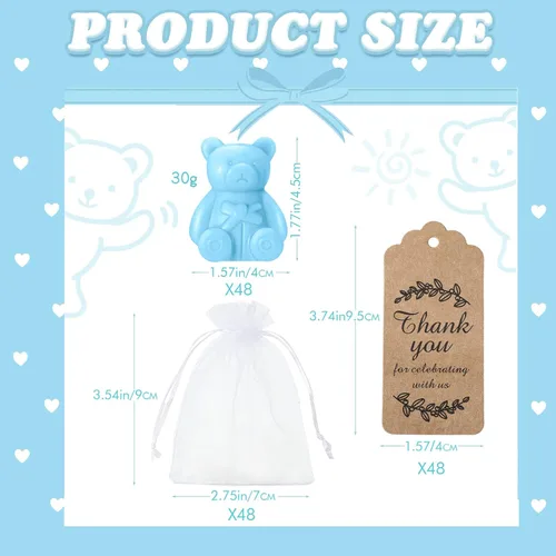 Vista 2 de Buryeah Juego de 48 regalos de oso para baby shower para invitados, jabón de oso pequeño con etiquetas de agradecimiento, jabón hecho a mano