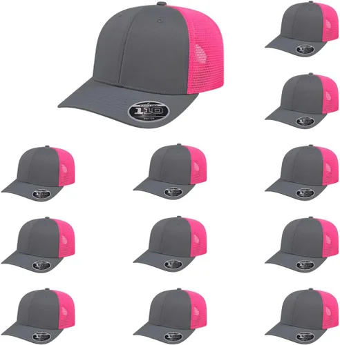 Vista 12 de Cap America i8502 Flexfit 110 Premium - Gorra de camionero de perfil medio con 6 paneles de malla trasera con protección UV y cierre ajustable